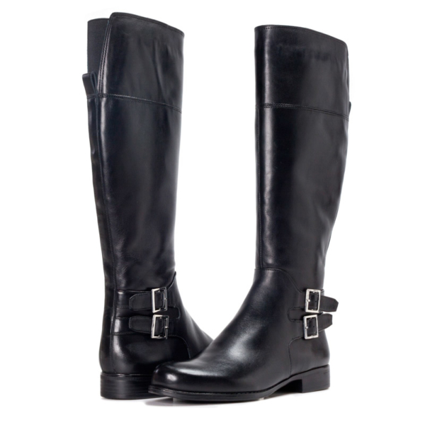 NEW Double Bucket Leather Knee Boots (Black) – Amaztep